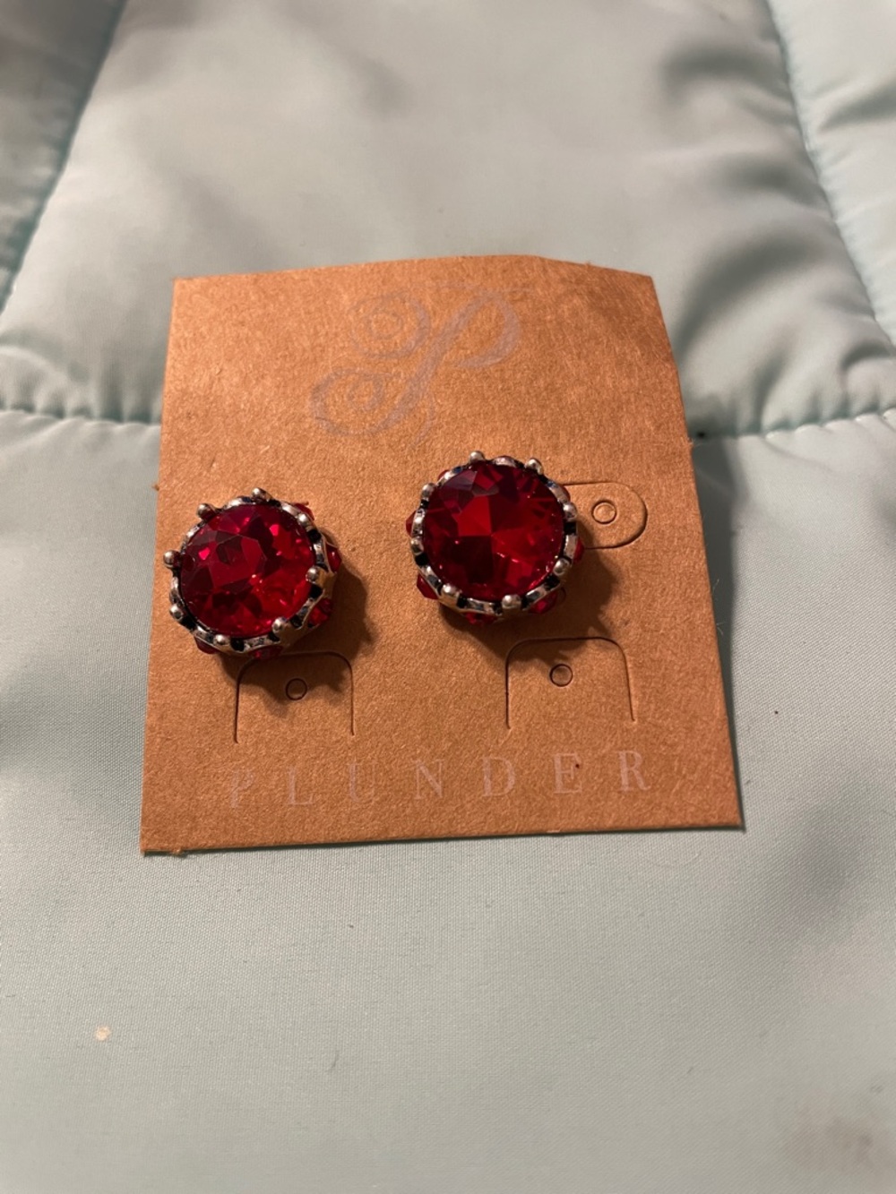 Plunder Women's Ruby Red Crystal Stud Earrings